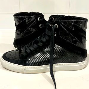 Barely worn Zadig and Voltaire black snakeskin sneakers!